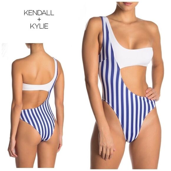 Kendall + Kylie stripe cut out swimsuit. NWT - Picture 2 of 10